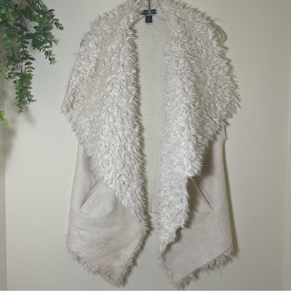 ❄️INC International Concept | Ivory Faux Sherpa Reversible Vest Top Size M L